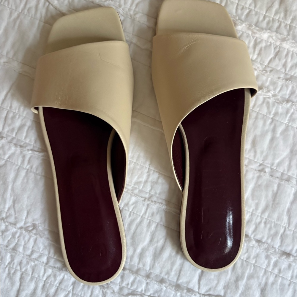 Staud Cream Slide Sandals